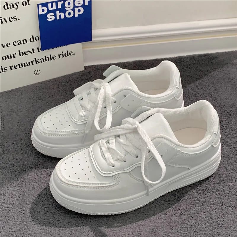 Contrast Stitching Lace-Up Sneakers