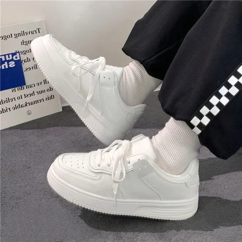 Contrast Stitching Lace-Up Sneakers